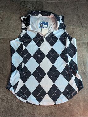 Gradual Women’s Black & White Argyle Sleeveless Tank